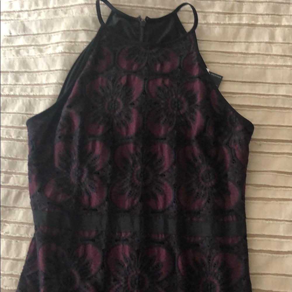 Burgundy and black midi dress